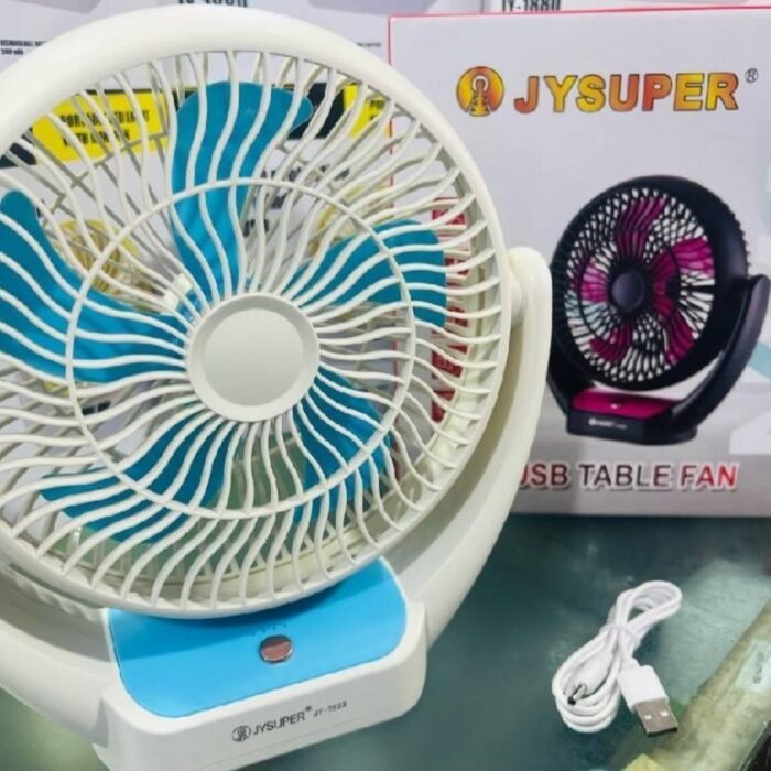 JYSUPER JY-2523 Rechargeable Wind Up-Down Movable Desk Fan With LED