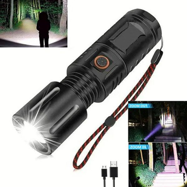 Rechargeable strong flashlight light With Power Bank